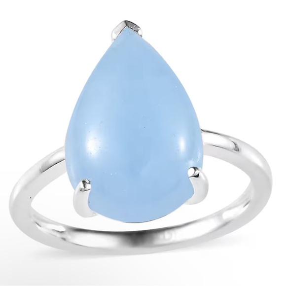 Light Blue Color Jade (D) Solitaire Ring in Sterling Silver 6.70 ctw - Picture 4 of 8